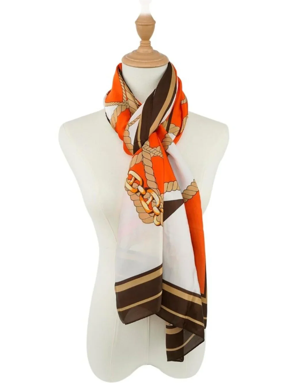 Women's Orange Chain Long Skinny Silky Lightweight Sunscreen Shawls Wraps